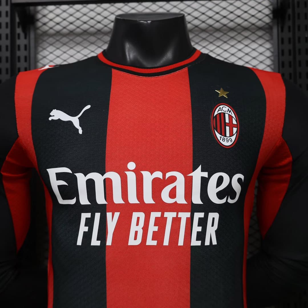 26/27 AC Milan Home Long Sleeve Player Version Soccer Jersey detalj 2