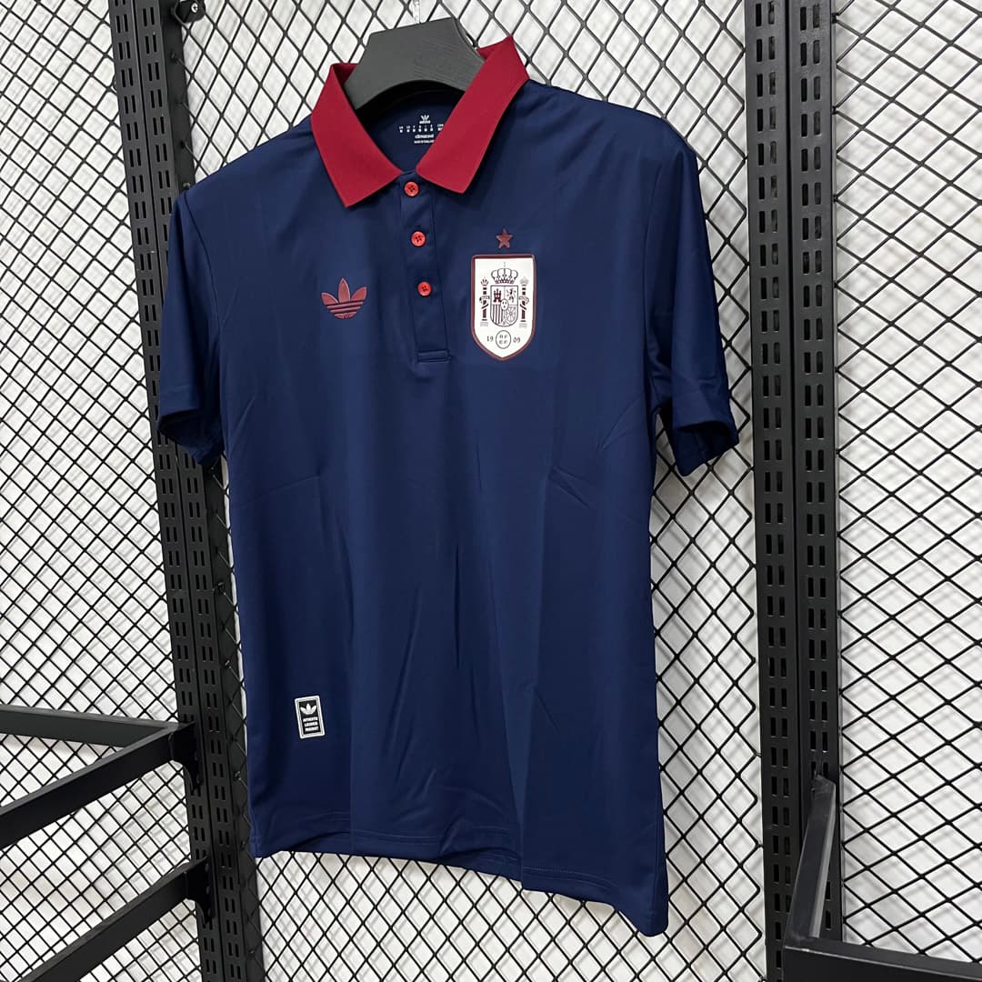2026 Spain Navy Red Polo detalj 9
