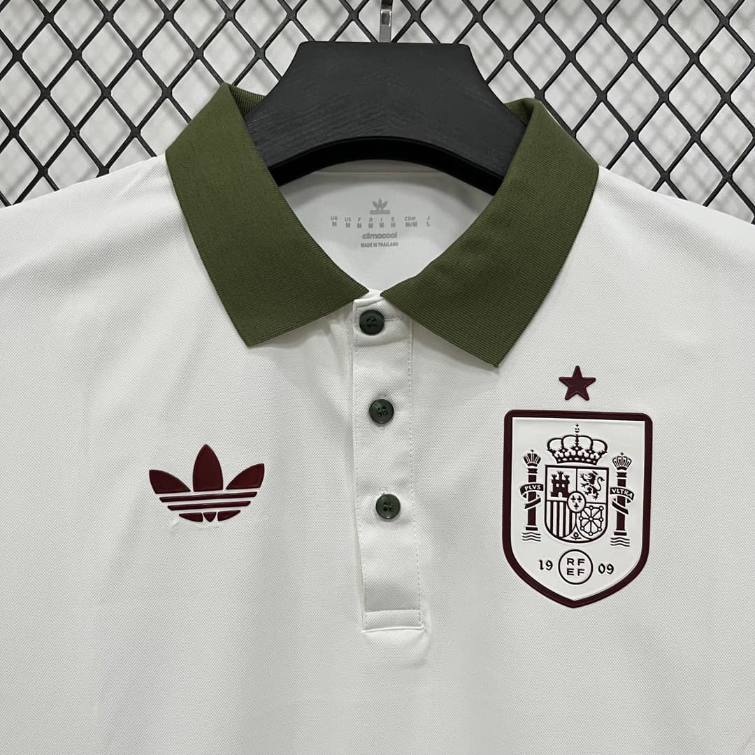 2026 Spain White Dark Green Red Polo detalj 4