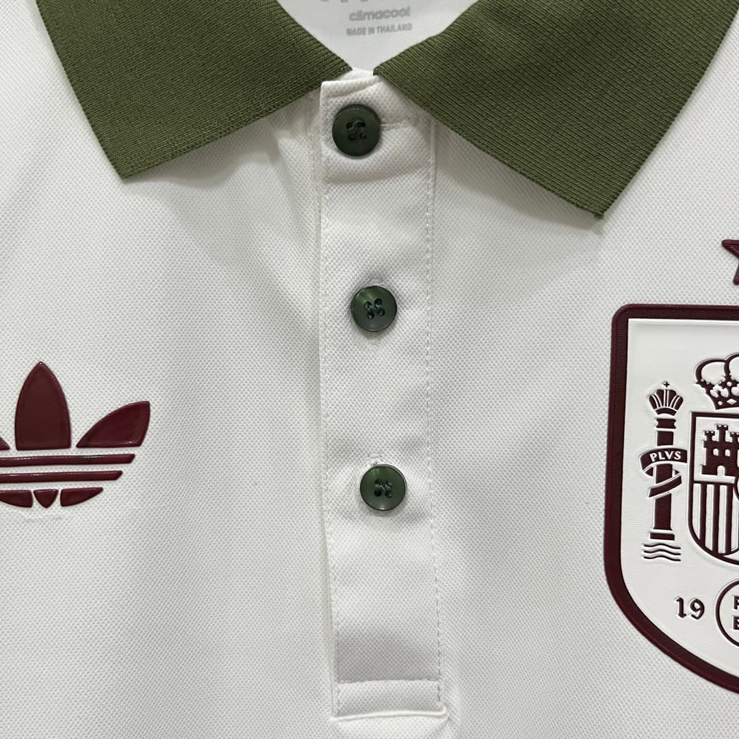2026 Spain White Dark Green Red Polo detalj 7