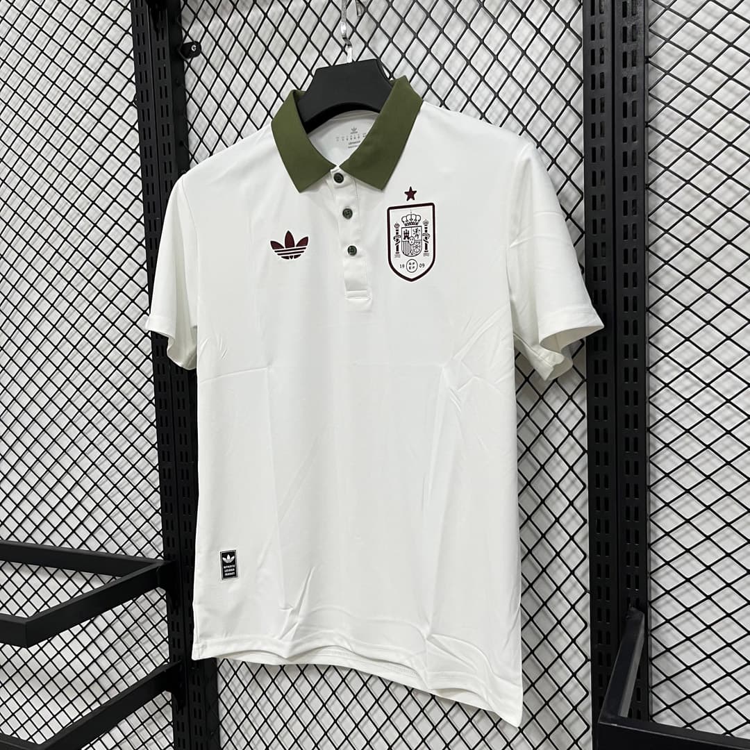 2026 Spain White Dark Green Red Polo detalj 9