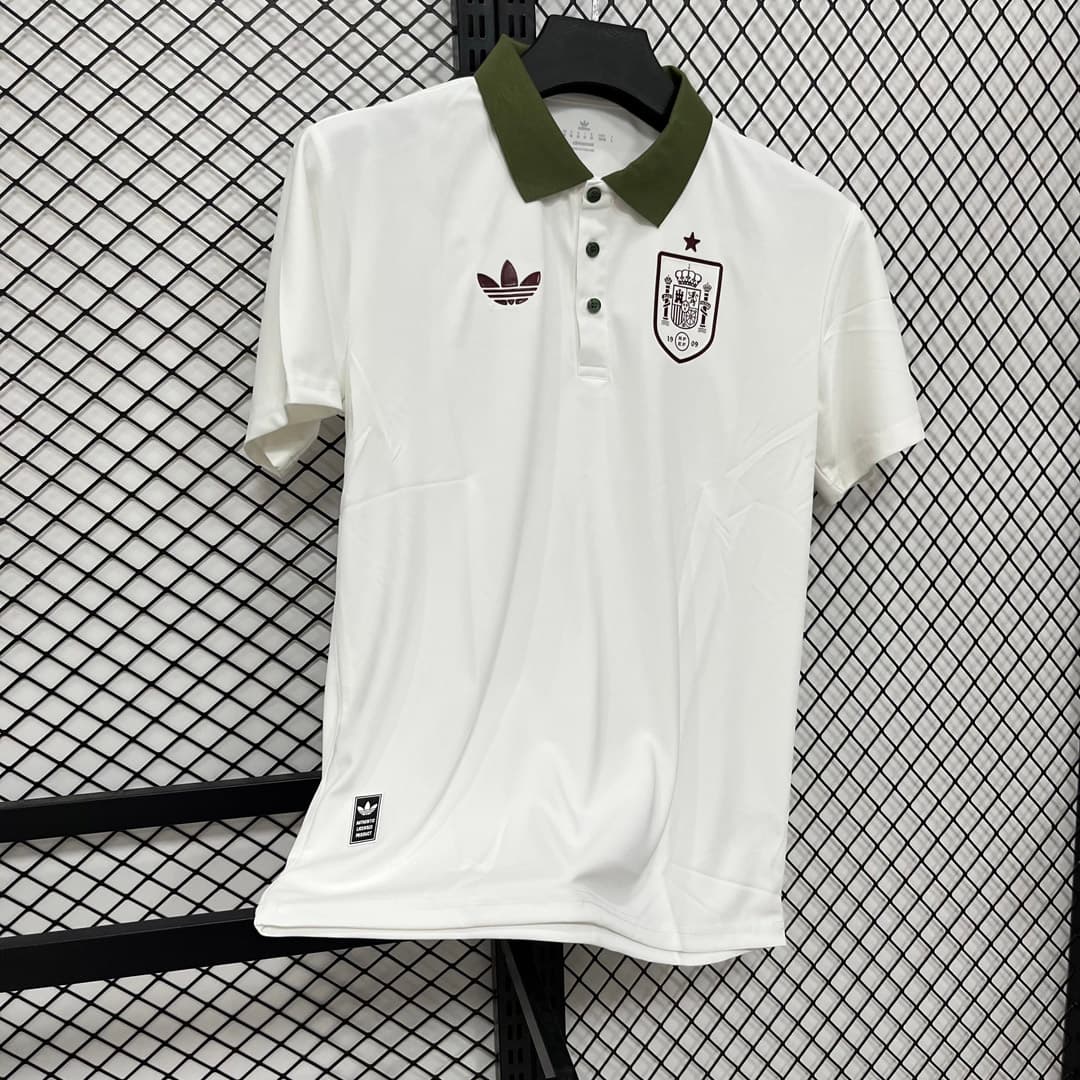 2026 Spain White Dark Green Red Polo detalj 10