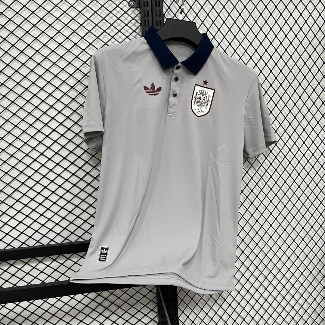 2026 Spain Grey Navy Red Polo detalj 9
