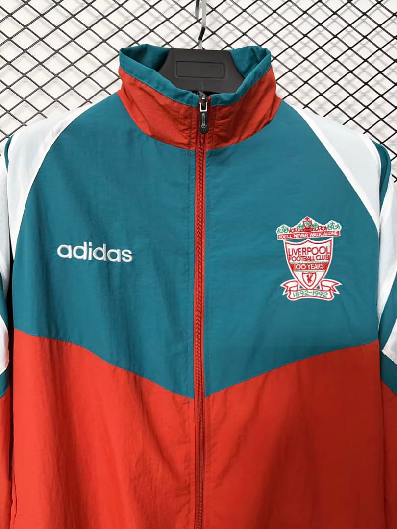 92/93 Liverpool Centenary Red Green Windbreaker detalj 4