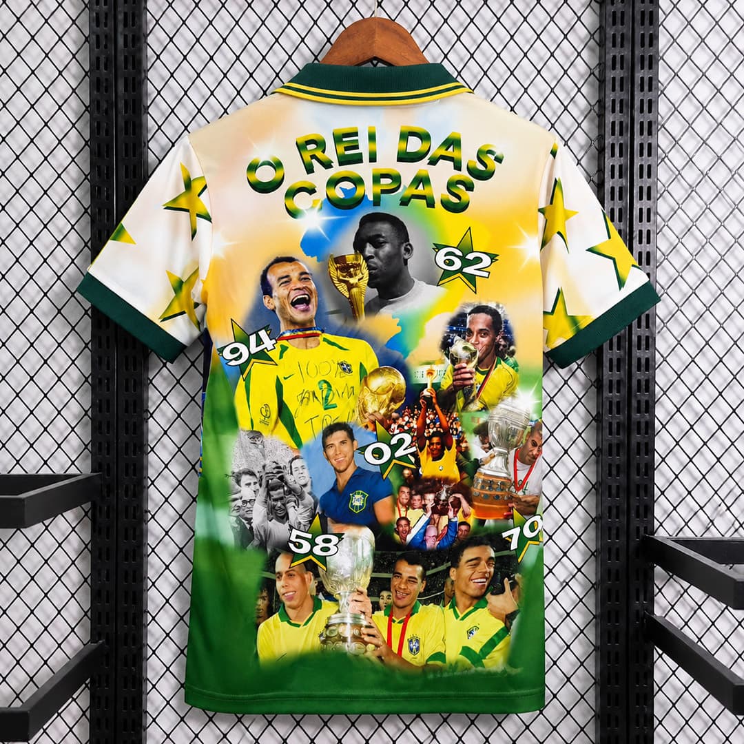 2026 Brazil Celebrate Pursuit Sixth Title Bootleg Soccer Jersey detalj 2